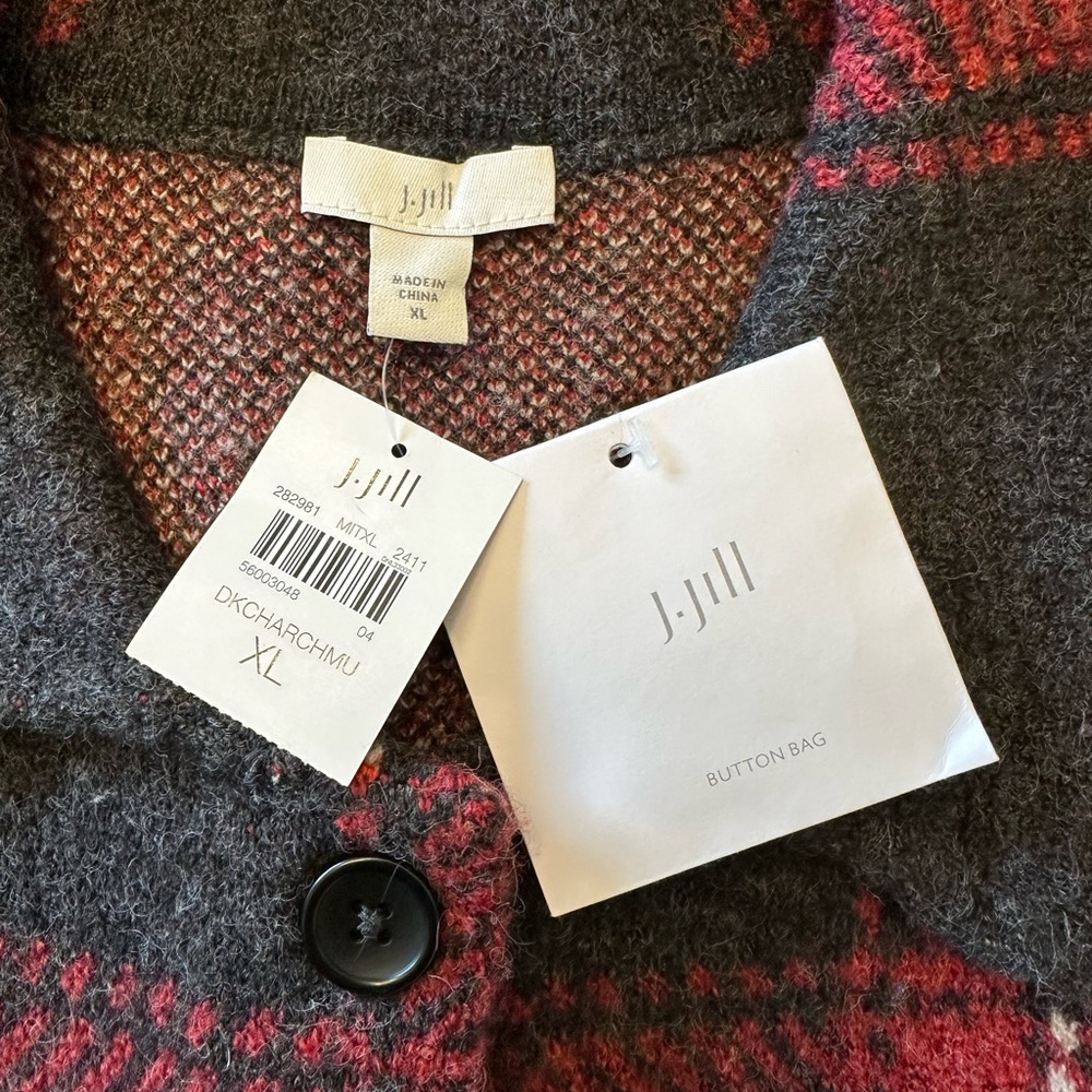 ☀️ New! J. JILL Plaid Sweater Cardigan Jacket - Picture 5 of 12